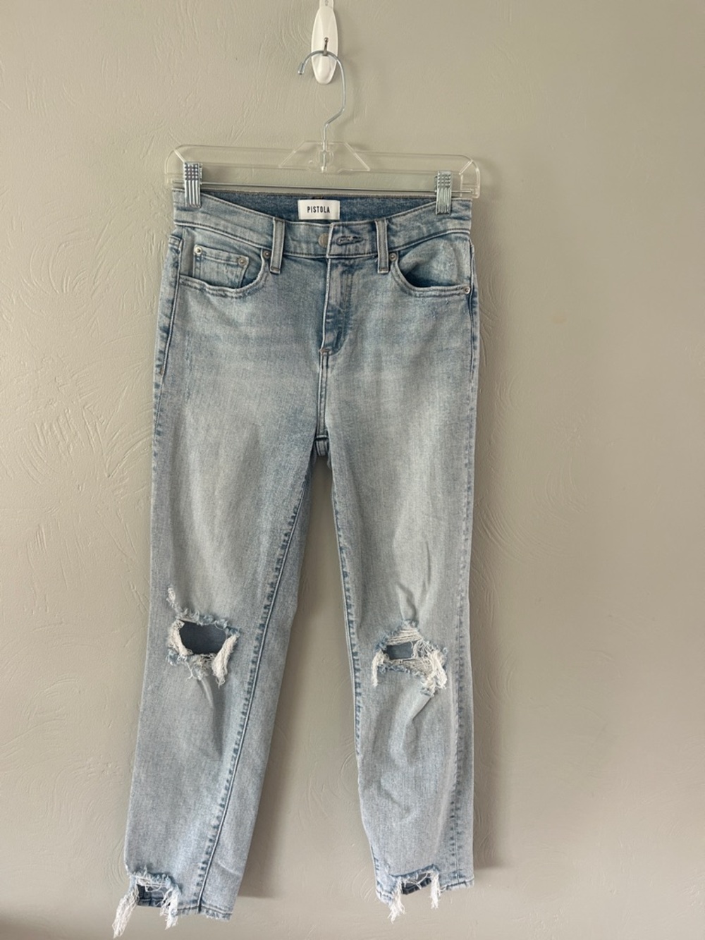 Pistola Destroyed Denim Straight Leg Jean